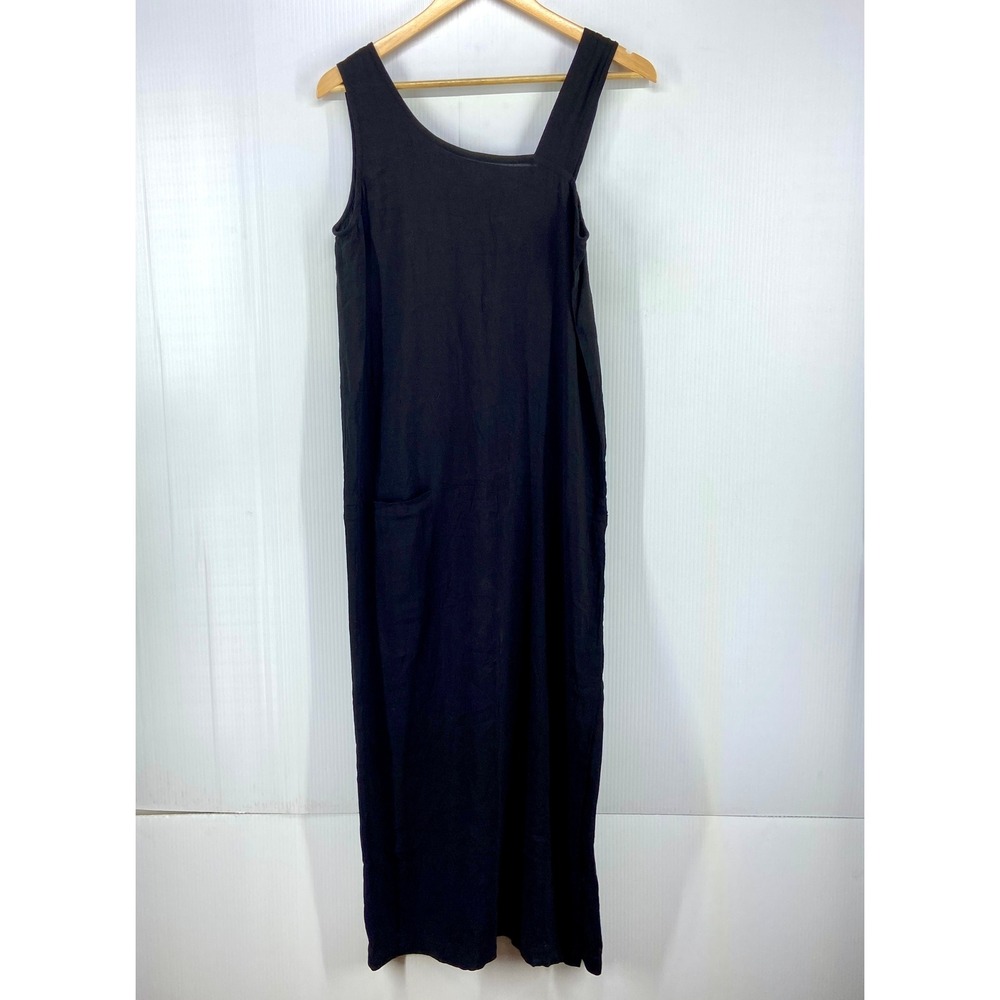 Shirin Guild Black Linen Blend Sleeveless Maxi Dress Womens Small